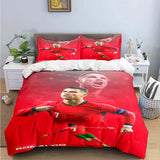 Housse de couette rouge portrait de Christiano Ronaldo