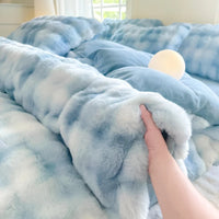 Housse de Couette fourrure bleu ciel