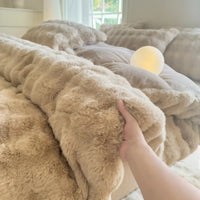 Housse de couette fourrure douce Marron
