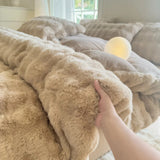 Housse de couette fourrure douce Marron