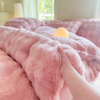 Housse de couette fourrure rose