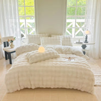 Housse de couette fourrure beige