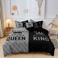 Parrre de lit noir et gris noté Queen et King