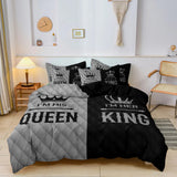 Parrre de lit noir et gris noté Queen et King