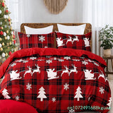 Parure de lit rouge à motif trenneau blanc