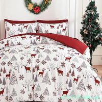 Parrure de lit noel blanc à motif sapin 