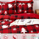 Parure de lit rouge avec motif sapin