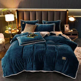 Emsemble parrure de lit bleu en velours ultra doux