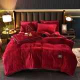 Parure de lit en velours rouge ultra doux