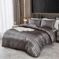Parrure de housse de couette gris satiné