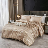 Parrure de housse de couette beige satiné