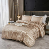 Parrure de housse de couette beige satiné
