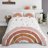 Parure de lit blanc, marron et rose