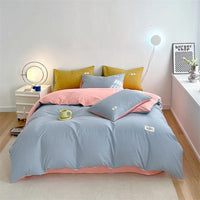 housse de couette bleu ciel et rose