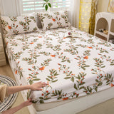 Drap Housse Blanc avec Motifs de Branches avec Fruits