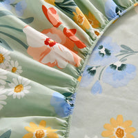 Drap Housse Vert avec Motifs de Fleurs