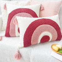 Housse Coussin Canapé de Style Nordique et Brodée avec Pompons