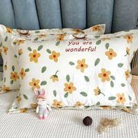 Taie d'Oreiller en Coton avec Motif Floral par Lot de 2 Pièces