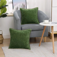 Housse Coussin Verte en Tissu de Chenille