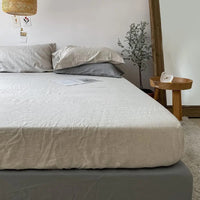 Housse de Matelas Grise et Douce en Lin